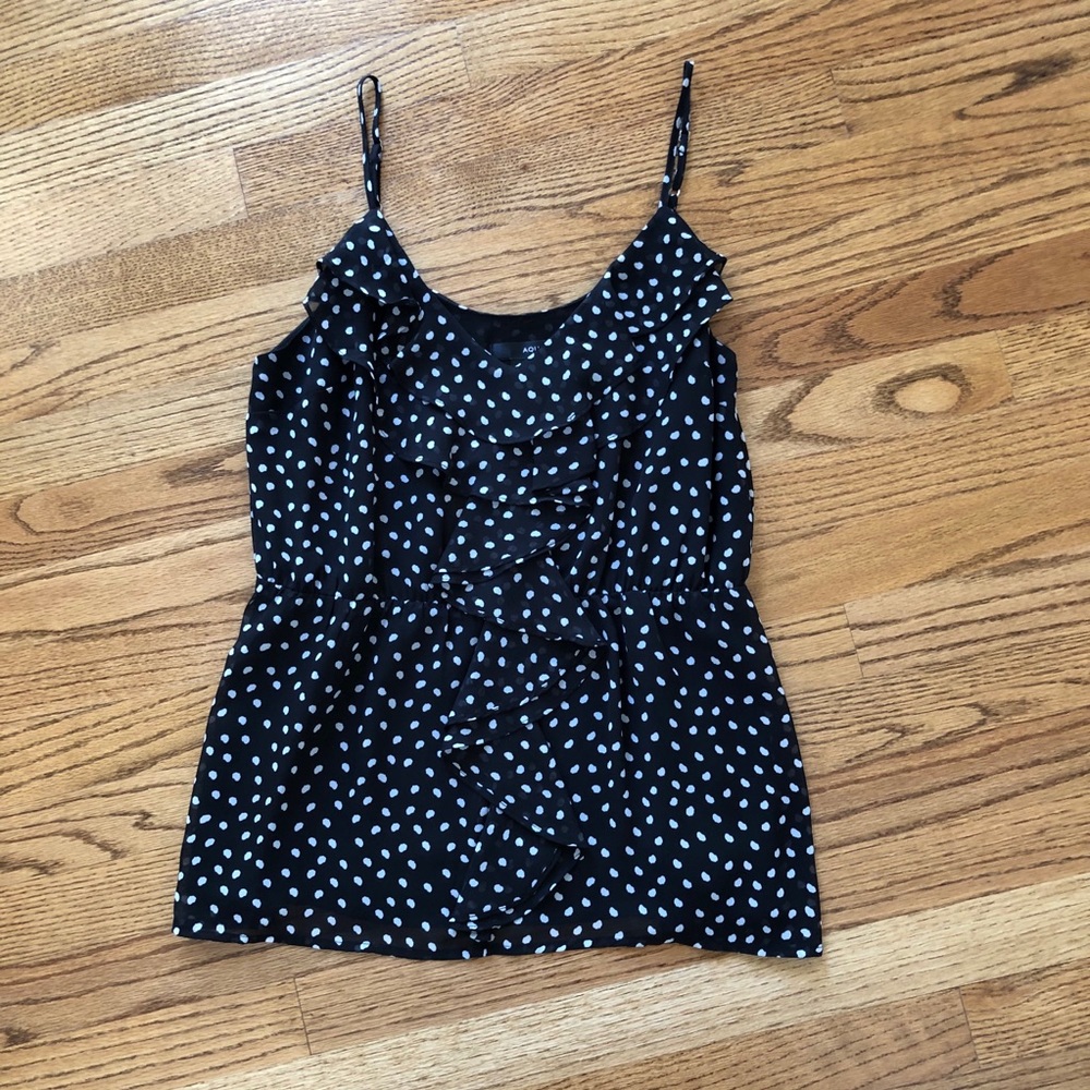 Aqua polka dot top